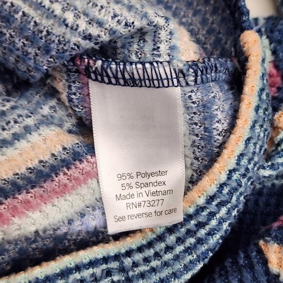 SO Brand Zip Up Collared Neck Long Sleeve Blue Striped Crop Top Women's Size XS - Picture 7 of 8